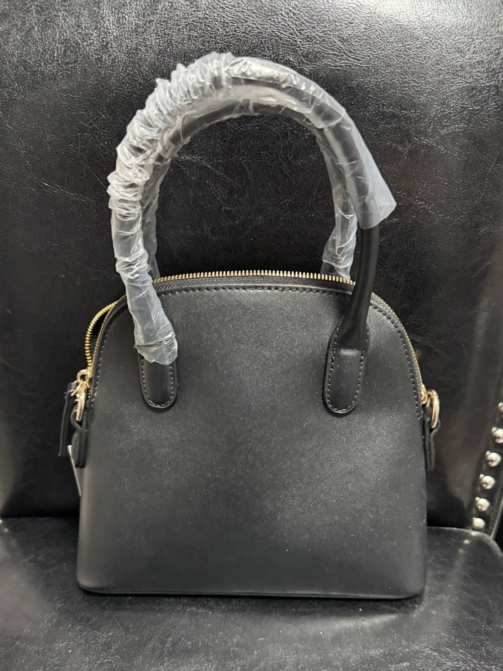 Classic Black Dome Satchel Handbag